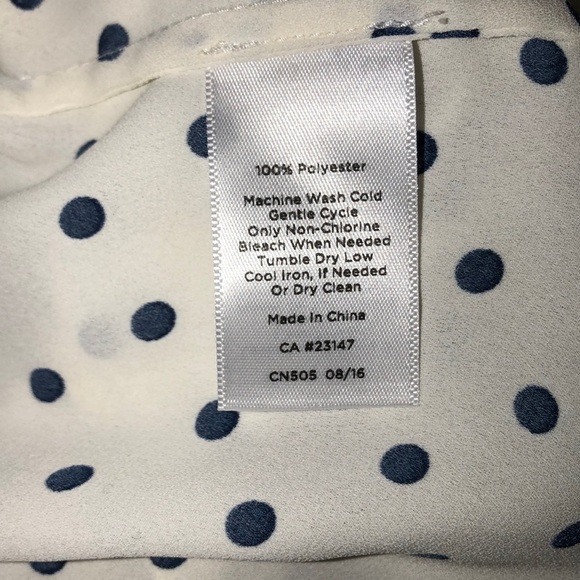 Talbots small petite cream polka dot tie front top - Picture 5 of 5